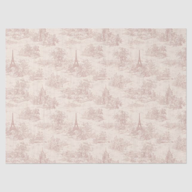 Romantic Pink French Toile Countryside Pattern (1) Tissue Paper (Front)