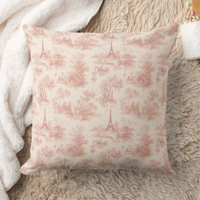 Romantic Pink French Toile Countryside Pattern (2) Cushion (Blanket)