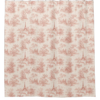 Romantic Pink French Toile Countryside Pattern (2) Shower Curtain