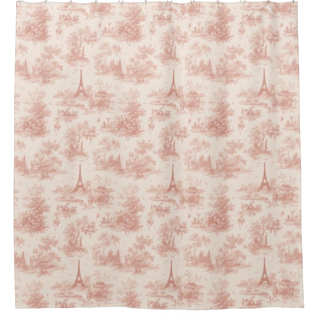 Romantic Pink French Toile Countryside Pattern (2) Shower Curtain (Front)