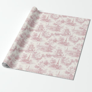 Romantic Pink French Toile Countryside Pattern (3) Wrapping Paper