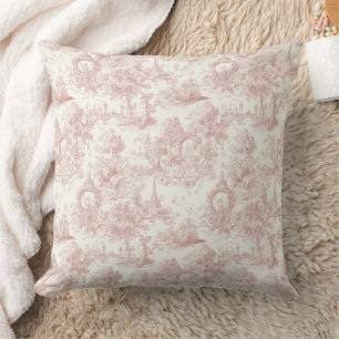 Romantic Pink French Toile Countryside Pattern (5) Cushion