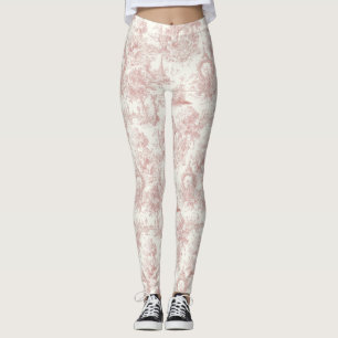 Romantic Pink French Toile Countryside Pattern (5) Leggings