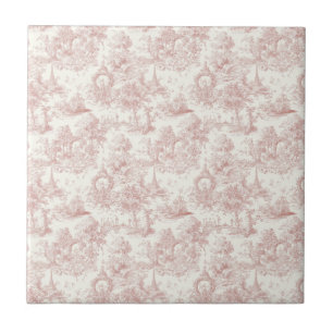 Romantic Pink French Toile Countryside Pattern (5) Tile