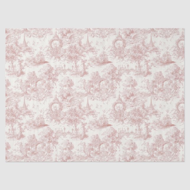 Romantic Pink French Toile Countryside Pattern (5) Tissue Paper (Front)
