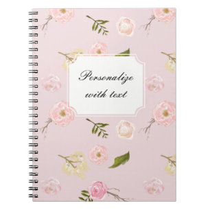 Romantic Pink Garden Watercolor Floral Notebook