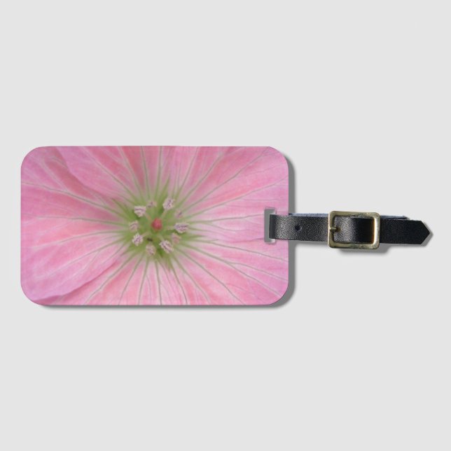Romantic Pink Geranium Flower Detail Luggage Tag (Front Horizontal)