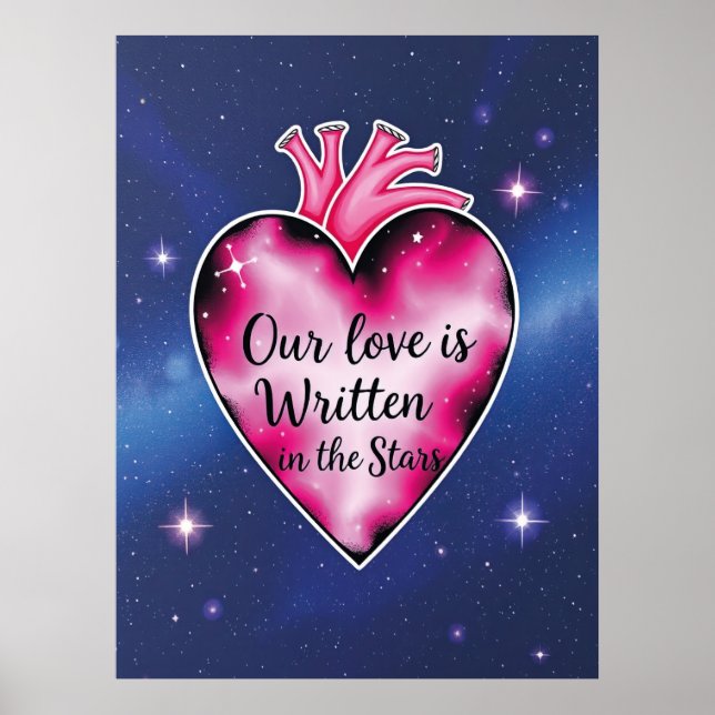 Romantic Pink Heart Love Art Print (Front)