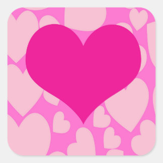 Romantic Pink Heart Stickers. Square Sticker