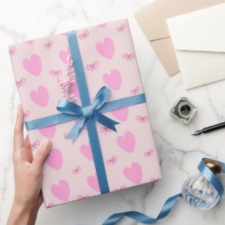 Romantic Pink Hearts and Valentine Gift Wrap