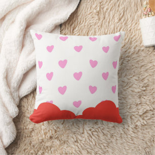 Romantic Pink Hearts Decorative Throw Pillow
