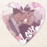 Romantic Pink Hearts Love Custom  Photo Paper Coaster<br><div class="desc">Pink heart frame for your favourite mushy couples photo for special romantic occasion.</div>