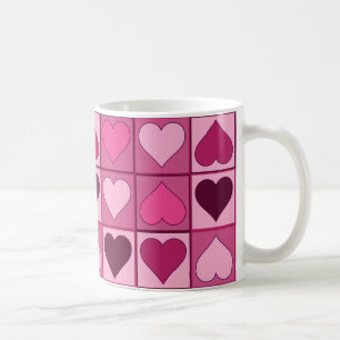 Romantic Pink Hearts Up and Down Coffee Mug