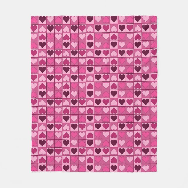 Romantic Pink Hearts Up and Down Fleece Blanket (Front)