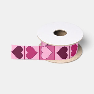 Romantic Pink Hearts Up and Down Satin Ribbon