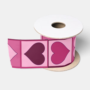 Romantic Pink Hearts Up and Down Satin Ribbon