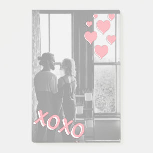 Romantic Pink Hearts XOXO Photo Post-it Notes
