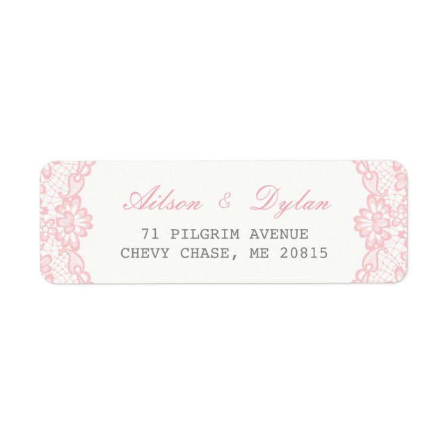 Romantic Pink Lace Return Address Label (Front)