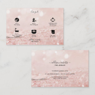 Romantic pink light effect glitter Jewellery Care  Business Card