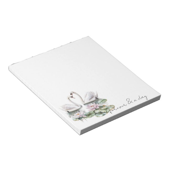Romantic Pink Lotus Floral Swans Forever Love  Notepad (Angled)
