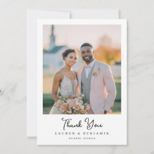 Romantic Pink Minimalist Photo Thank You Card