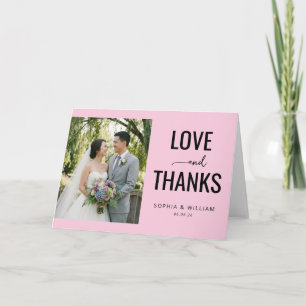 Romantic Pink Minimalist Photo Thank You Card