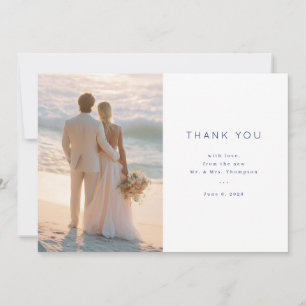 Romantic Pink Minimalist Photo Thank You Card