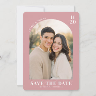 Romantic Pink Modern Photo Save The Date