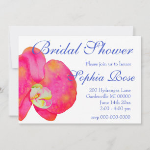 Romantic Pink Orchid watercolor painting Invitation