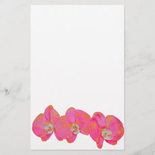 Romantic Pink Orchid watercolor painting Stationery