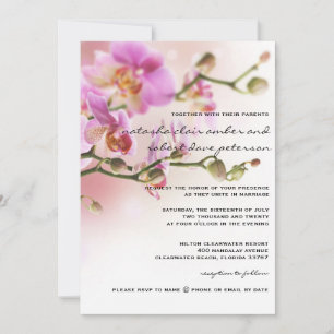 Romantic Pink Orchids Wedding Invitation 5x7