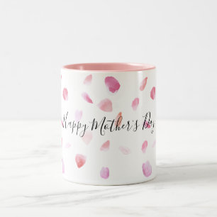 Romantic Pink Peach Rose Petals Floral Two-Tone Coffee Mug