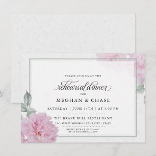 Romantic Pink Peonies Rice Paper BarefootBride™ Invitation