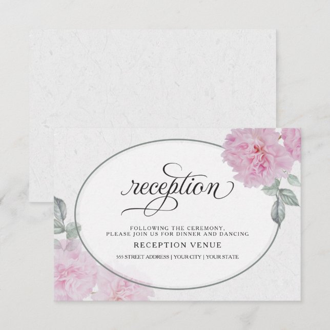 Romantic Pink Peonies Rice Paper BarefootBride™ Invitation (Front/Back)