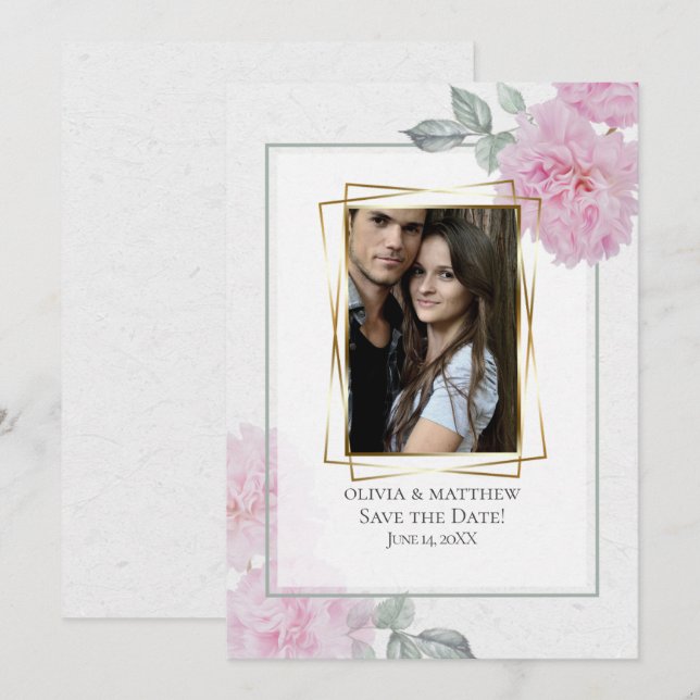 Romantic Pink Peonies Rice Paper BarefootBride™ Invitation (Front/Back)