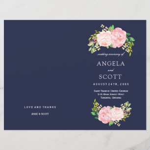Romantic Pink Peonies Wedding Programs
