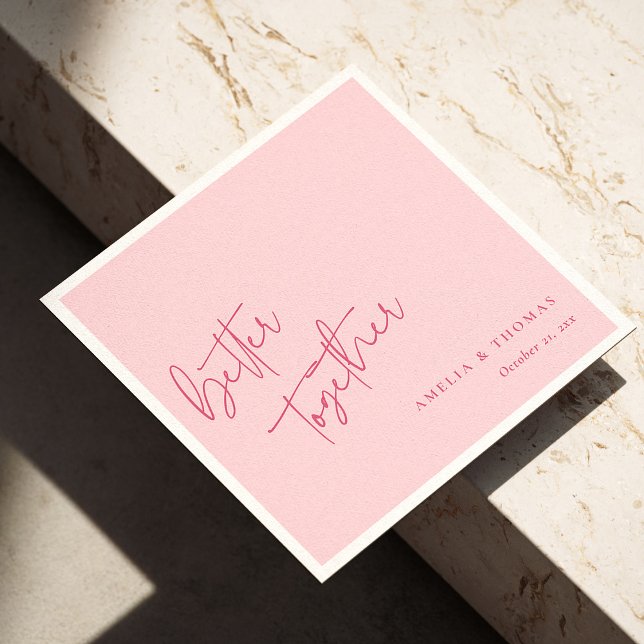 Romantic Pink: Personalised Better Together Napkin (Romantic Pink: Personalized Better Together Napkins)