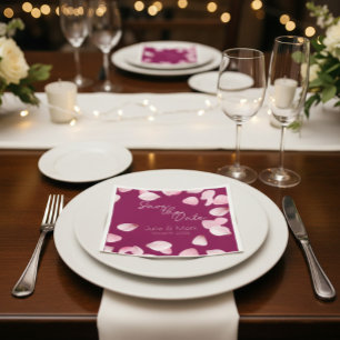 Romantic Pink Petals Save the Date Wedding  Napkin