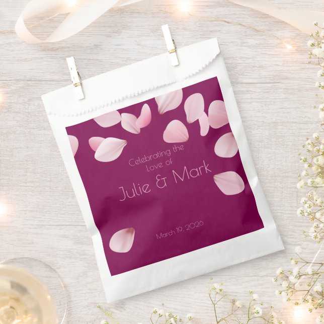 Romantic Pink Petals Wedding  Favour Bags (Clipped)