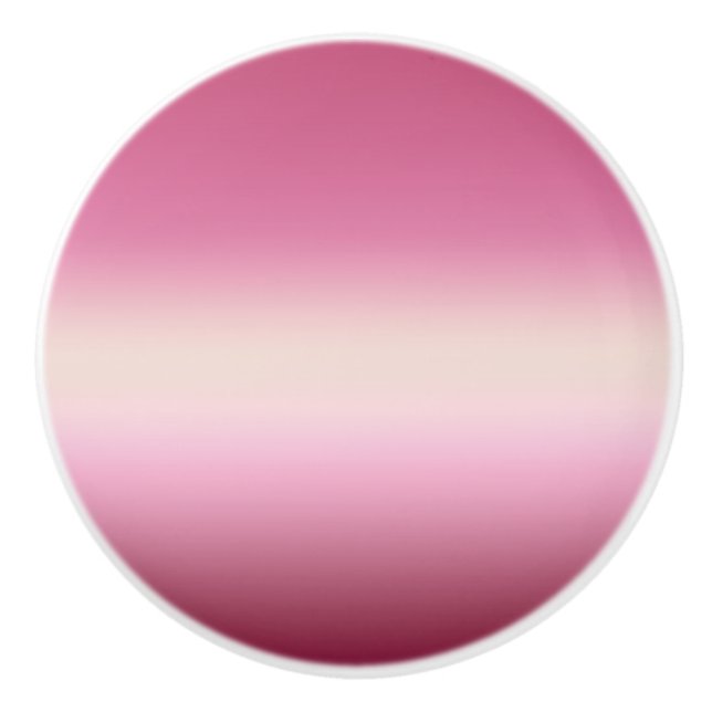 Romantic Pink & Pretty Ivory Cream Gradient Ombre  Ceramic Knob (Front)