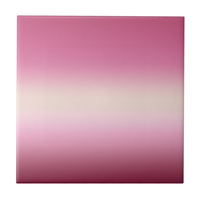 Romantic Pink & Pretty Ivory Cream Gradient Ombre  Tile (Front)