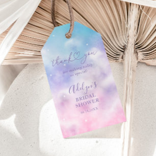 Romantic Pink Purple Clouds Bridal Shower Gift Tags