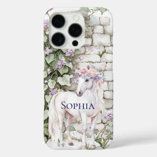 Romantic Pink Purple Floral Horse Bricks and Ivy iPhone 16 Pro Case