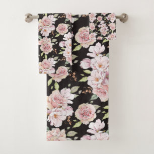 Romantic Pink Rose Bath Towel Set