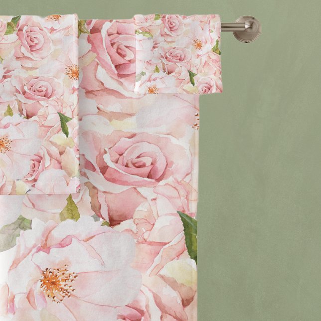 Romantic Pink Rose Bath Towel Set (Creator Uploaded)