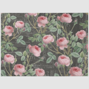 Romantic Pink Rose Ephemera Collage Tissue Paper