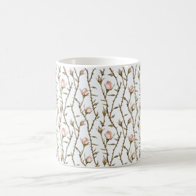 Romantic Pink Rose Flowers Coffee Mug (Center)
