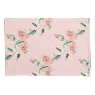 Romantic Pink Rose Garlands Pillow Case