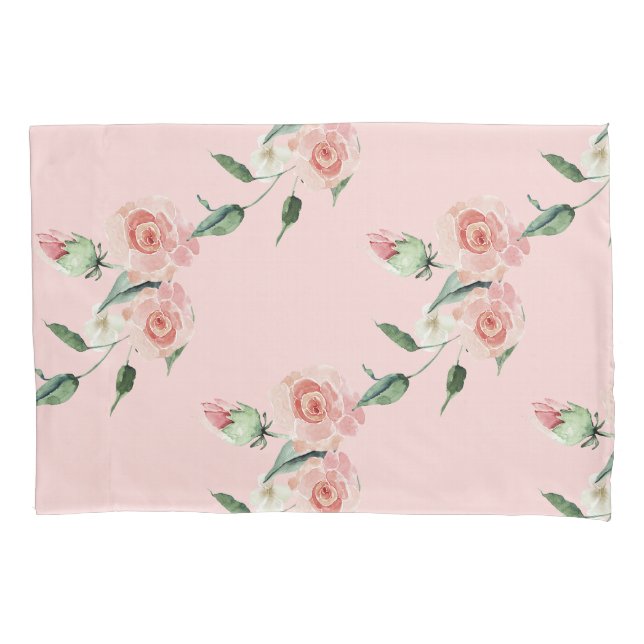 Romantic Pink Rose Garlands  Pillow Case (Front)