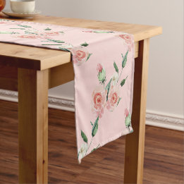 Romantic Pink Rose Garlands  Short Table Runner